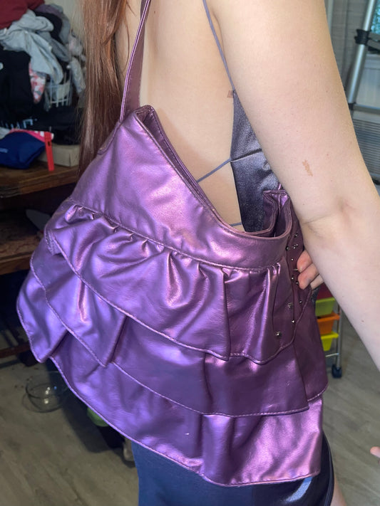 Candie’s Purple Ruffle Sparkle Bedazzled Purse