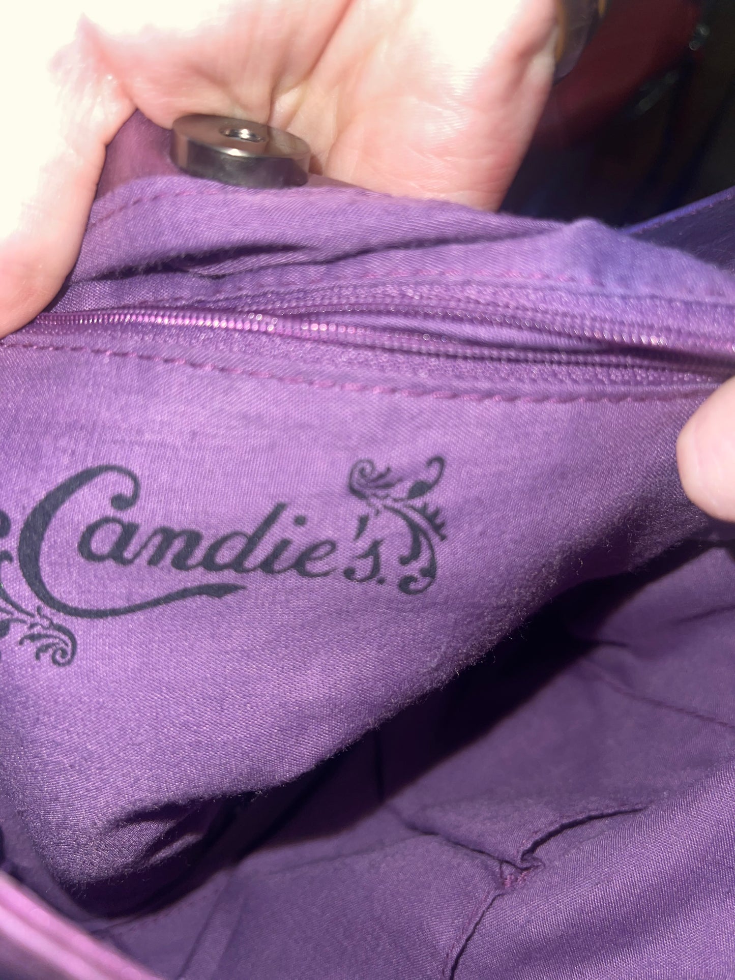 Candie’s Purple Ruffle Sparkle Bedazzled Purse